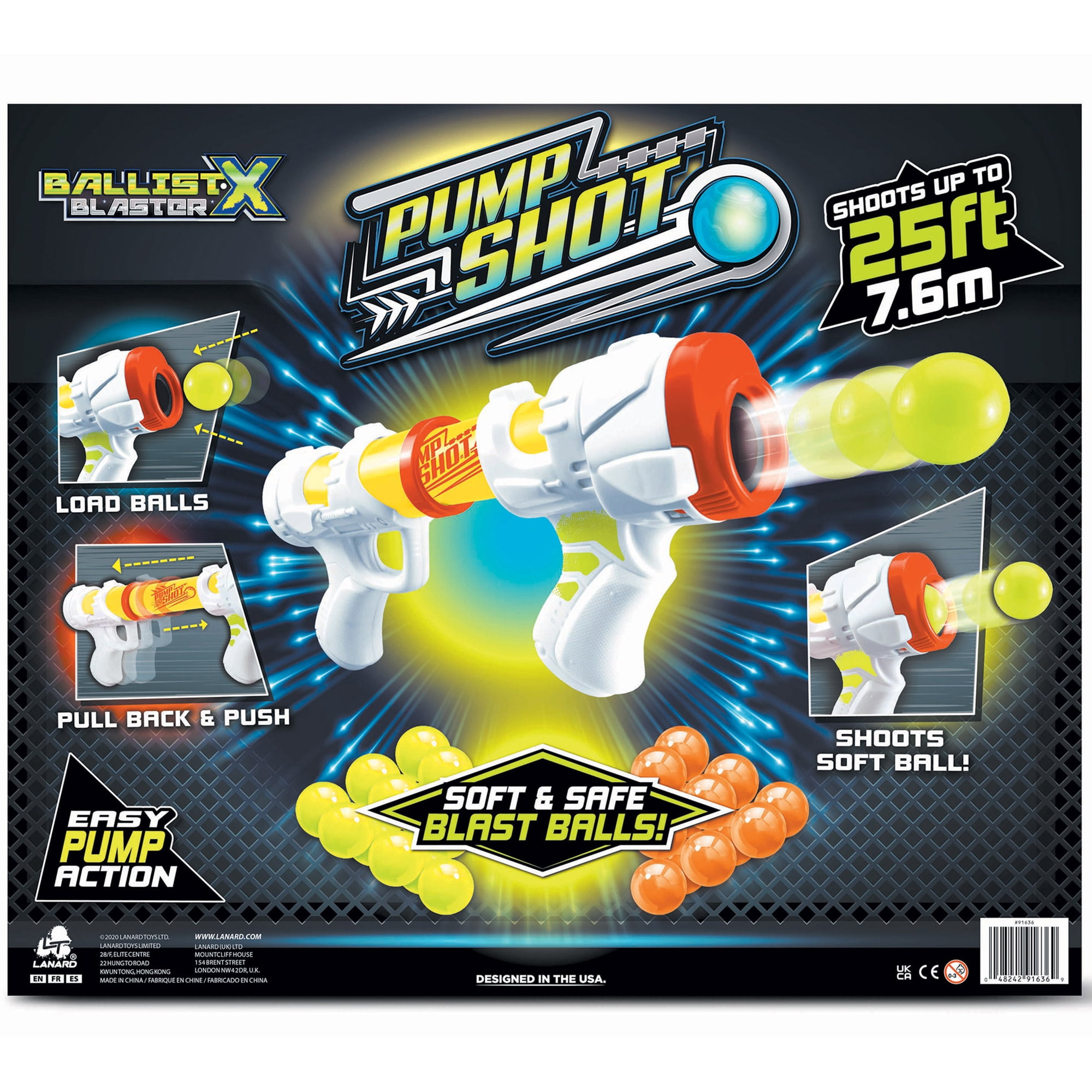 Lanard: Ballist-X Pump Shot Ball Blaster: X-4 Twin Pack - Yellow