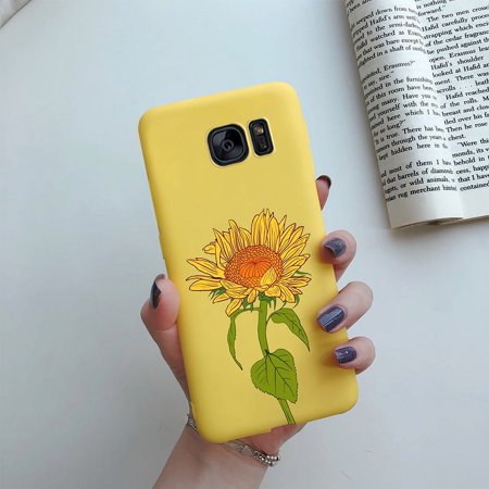 For Samsung Galaxy S6 S7 edge Case Cute Love Heart Flower Silicone TPU soft cases cover For Samsung S6 S7 S 6 7 edge phone Case Yellow C09 For Galaxy S7 edge