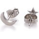 thumbnail image 2 of Juego de 6 aretes de acero inoxidable 304, hipoalergénicos, con tuercas y cierres. Adorno de luna y estrella., 2 of 3