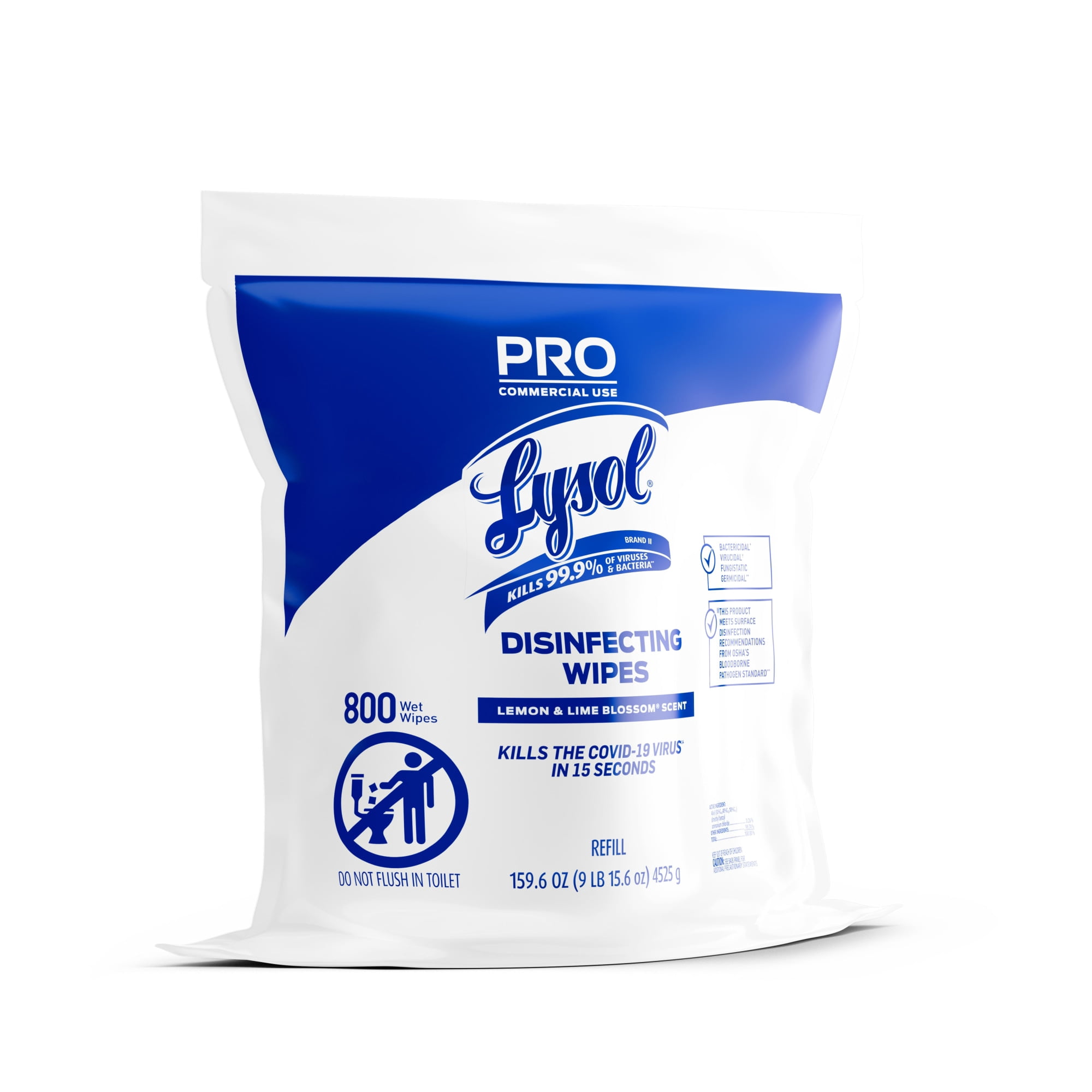 Lysol® Professional Disinfecting Wipe Refills, Lemon And Lime Blossom, 6" x 8", White, 800 Sheets Per Bucket, Set Of 2 R