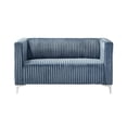 thumbnail image 3 of Home Design Gavin 2-Piece Velvet Living Room Set with Loveseat and Sofa, Square Arm Design, Channel Tufted Upholstery, Blue, 3 of 6