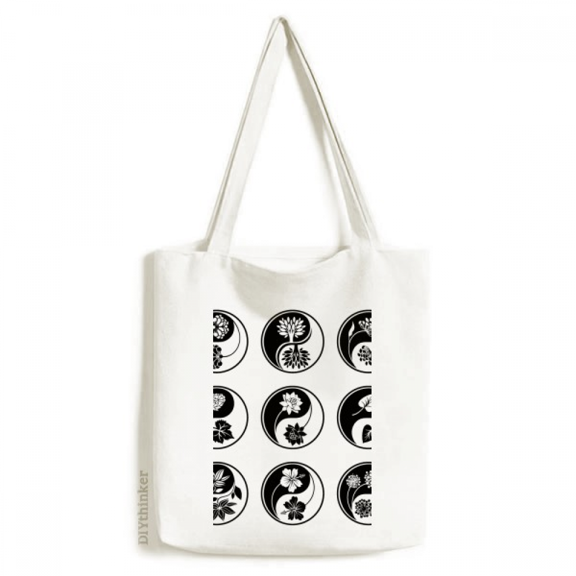 Culture Yin-yang Flower Round Design Tote Canvas Bag Shopping Satchel Casual Handbag