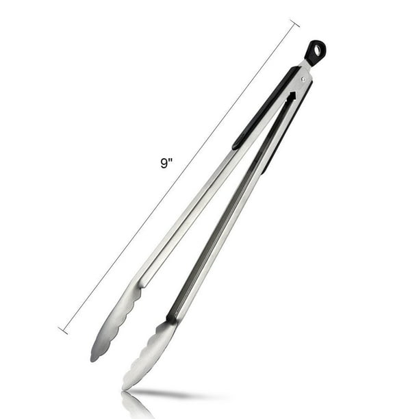 FrontTech BBQ Tongs, Heavy Duty Stainless Steel Locking Kitchen Tongs