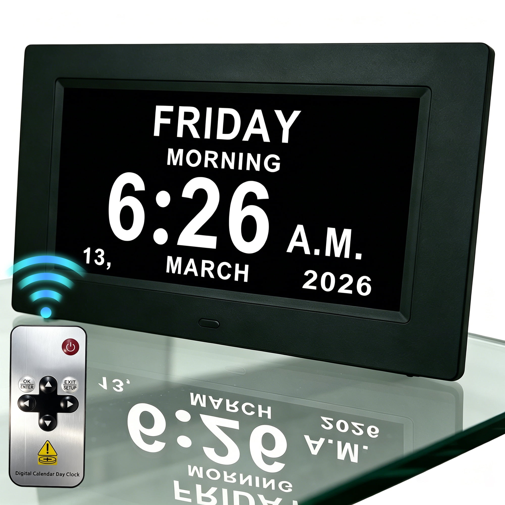 Digital Calendar Alarm Clock - Dementia Clocks for Seniors, Non-Abbreviated Memory Loss Clock with Date and Time for Elderly