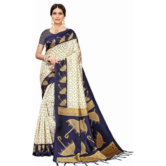 Multi color Mysore Silk saree/sari with running blouse For Women/Girls