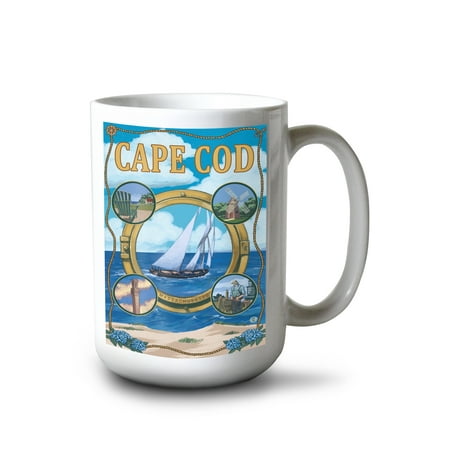 

15 fl oz Ceramic Mug Cape Cod MA Montage Scenes Dishwasher & Microwave Safe