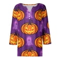 thumbnail image 4 of Halloween Womens Shirts Funny 3/4 Sleeve T Shirts Spooky Pumpkin Ghost Printed Tops Horror Button V Neck Pullover Holiday Three Quarter Length Blouses, L, 4 of 5