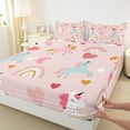 thumbnail image 3 of Manfei Kawaii Unicorn Bed Sheets Set Queen Size, Cartoon Rainbow Bed Sheets Queen, Love Heart Bedding Queen Size, Super Cozy Bedroom Decor, 4 Pieces, 3 of 7