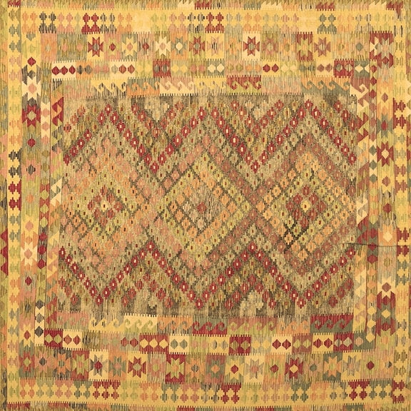 Ahgly Company Indoor Square Southwestern Brown Country Area Rugs, 8' Square