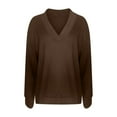 thumbnail image 4 of Comdrip Waffle Shirt Women, Sweatshirts Women Comfort Oversized Sweatshirt Cozy Fleece Pullover Sweatshirts No Hood Soft Cute Fall Tops Oversized Sweaters for Women Brown M, 4 of 5