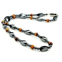 Fashion Jewelry Men Women Hematite Twist Bead with tiger eye gemstone Necklace - 91183