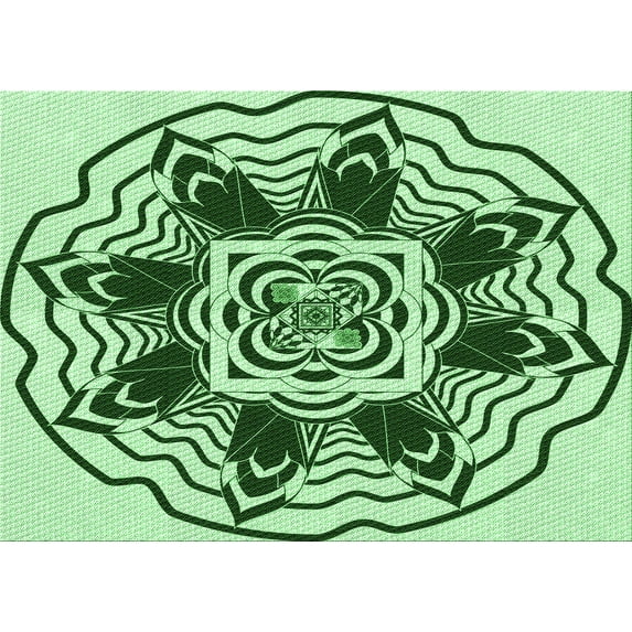 Ahgly Company Indoor Rectangle Patterned Pale Green Area Rugs, 8' x 10'
