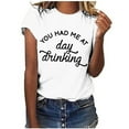 thumbnail image 3 of YHAJDS Women's Short Sleeve Tops You Had Me At Day Drinking Letter Print Round Neck Loose Tee, 3 of 7