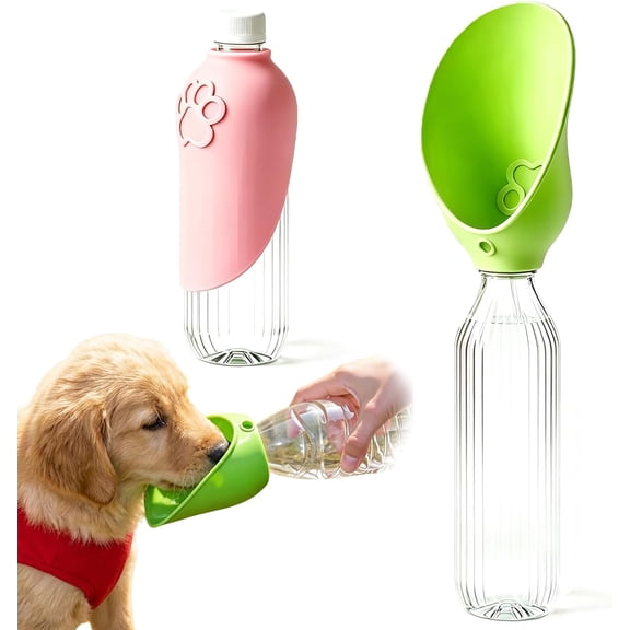 Dog Water Bottle Adapter Portable Silicone Dog Water Dispenser for Standard Water Bottles Leak Proof Outdoor Foldable Pet Water Feeder Bowl Dog Cat Walking Hiking Travel (Green Green (2PCS))