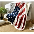 thumbnail image 2 of US Flag Patriotic Sherpa Throw Blanket 50''×60'', American National Flag Fleece Blanket for Bed/Couch/Sofa/Office/Camping, USA Military Veteran July 4th Gift, 2 of 5