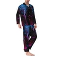 thumbnail image 2 of Zufioo Futuristic Purple Panther Mens Pajamas Set, Mens Long-Sleeved Pajama and Pajama Pants,Pajamas Para Hombres,Men's Sleepwear-, 2 of 7