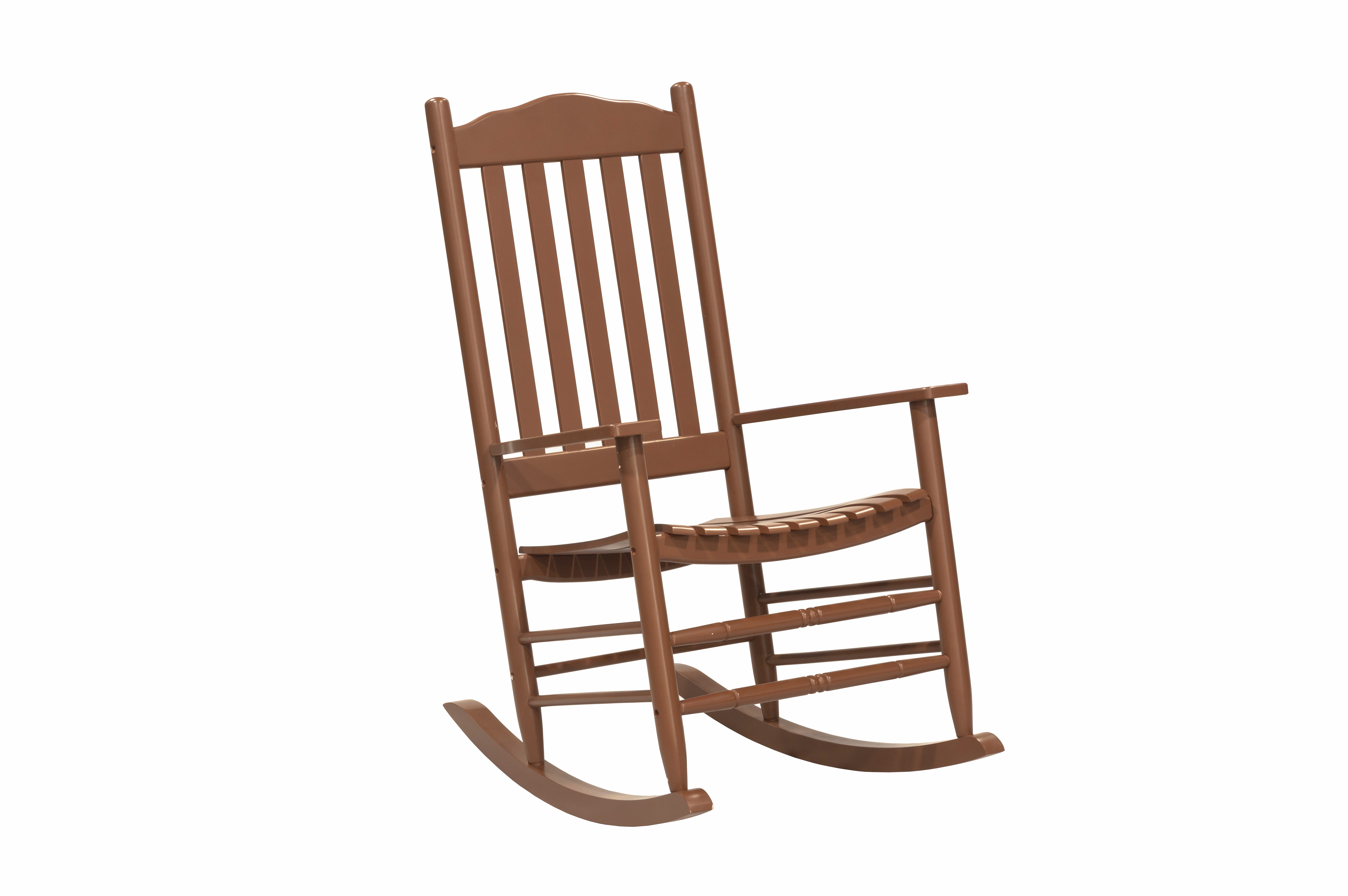 Outdoor Patio Garden Furniture 3-Piece Wood Porch Rocking Chair Set, Weather Resistant Finish,2 Rocking Chairs and 1 Side Table-Brown - image 5 of 11