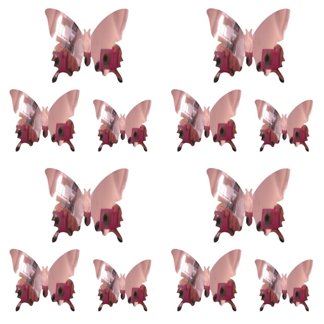 48 piezas de decoración de pared de mariposas 3D para dormitorio, pegatinas de mariposa con espejo, decoración de habitación plateada para dormitorio