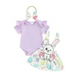 thumbnail image 2 of Douhoow Easter Baby Girl Clothes Sets 0-18M Infant Short Sleeve Romper Rabbit Suspender Skirts Headband, 2 of 9