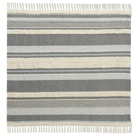 Sterling Birch Harbor Herringbone Striped Organic Cotton Throw Blanket, Multi, 50" x 60"