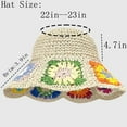 thumbnail image 2 of Women Sun Hats Crochet Granny Square Straw Hat Boho Floral Summer Beach Hats Hollow Out Bucket Hat, 2 of 7