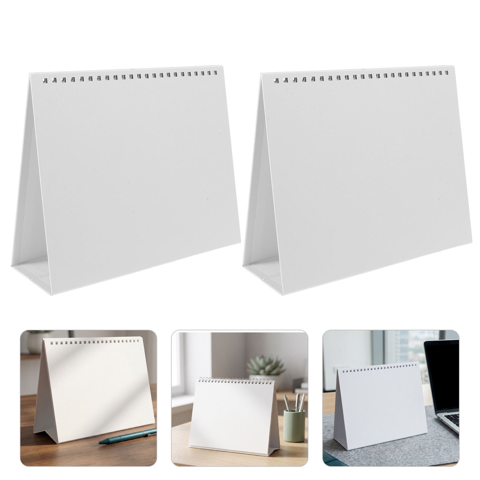 NICEXMAS 10Pcs Refillable White Spiral Desktop Calendar Stand for DIY Monthly Planner Organization