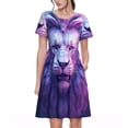 thumbnail image 1 of Balery Cool Lion Head Vestidos sueltos de manga corta para mujer, vestidos de verano 2025, vestidos casuales de corte A con vuelo., 1 of 6