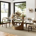 thumbnail image 4 of POVISON 94" Modern Dining Table for 10, Rectangular White Sintered Stone Dining Table with Bronze Carbon Steel Legs, 4 of 13