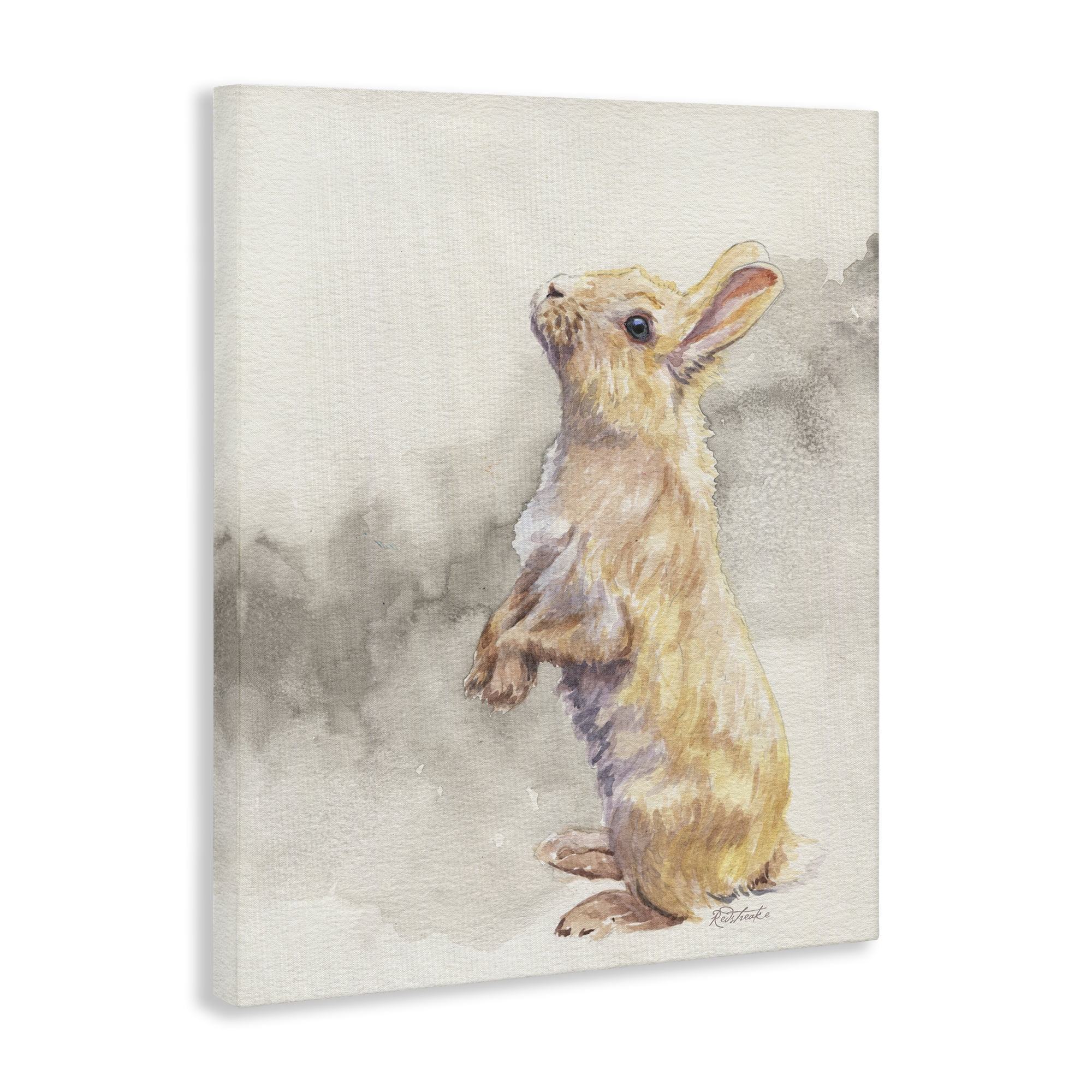 Stupell Industries Standing Bunny Watercolor Animals Painting Wrapped Canvas Art Print Wall Art, 36 x 48