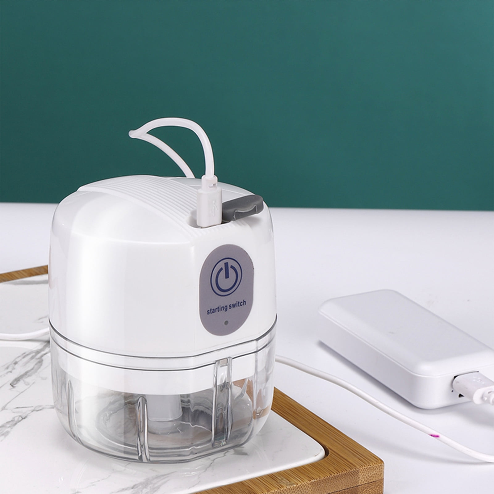 Tuphregyow Electric Garlic Chopper Garlic Masher, Garlic Press Mincer Pepper Chili Vegetable Meat Grinder， Food Processor Mincer 100ML White