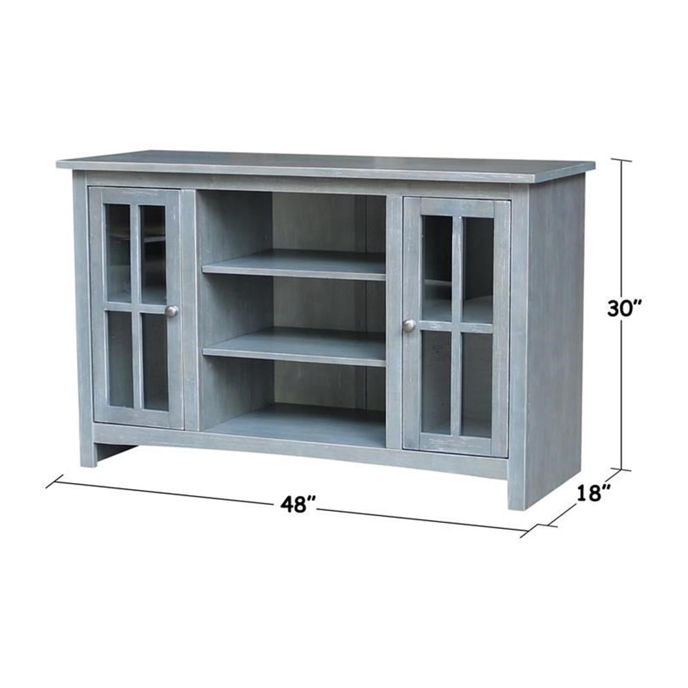 Entertainment/TV Stand with Open Shelves and 2 Doors in Gray - 48" Height