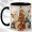 Black, variant on Ornate Dog Trio Coffee Mug, Floral Pet Mug, Ceramic 11 oz