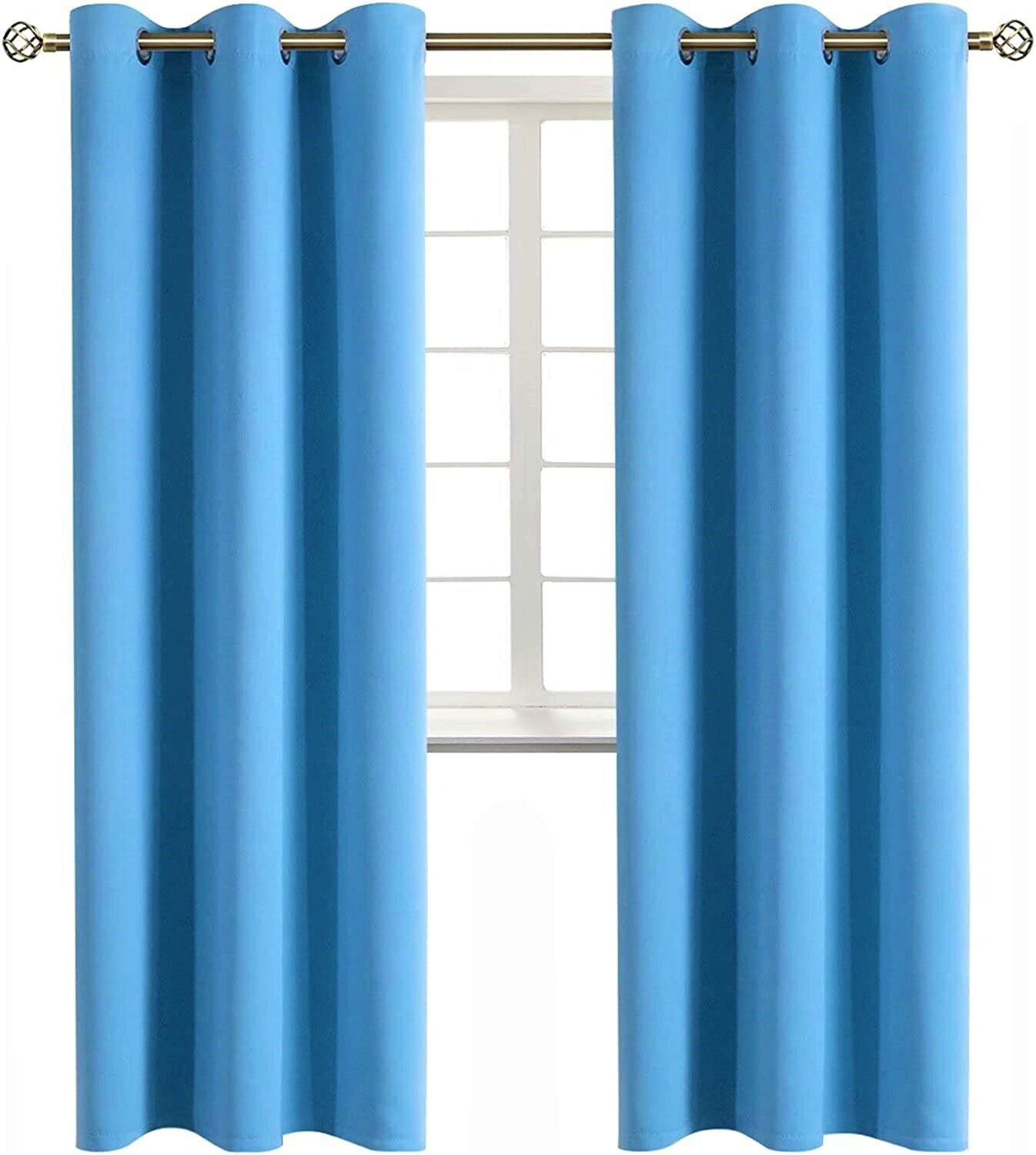 2-panels K68 turquoise color 100 % blackout thermal light blocking drapes for sliding patio window curtain top grommets noise reducing 37' wide X 84' length each panel