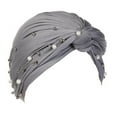 thumbnail image 1 of Women Pearl Beading India Hat Muslim Ruffle Cancer Chemo Beanie Turban Wrap Cap, 1 of 9