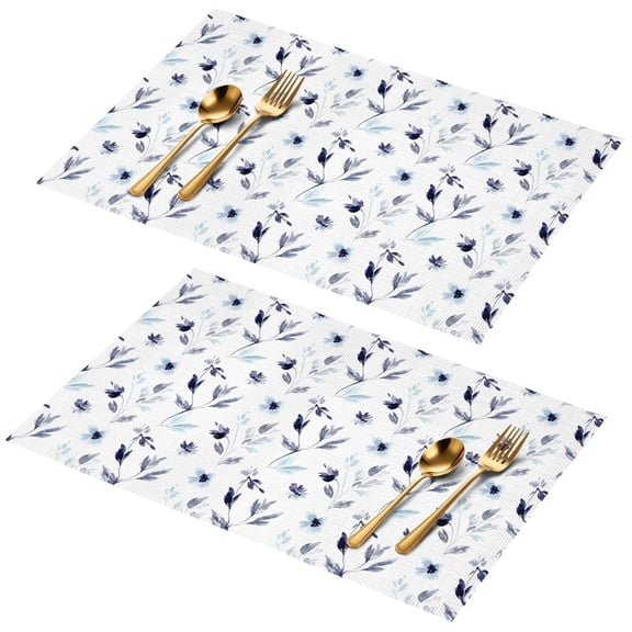 Placemat, Pioneer Flower Floral Print Pattern Place Mats Table Mat Set Of 2, PVC Washable Placemats for Party Kitchen Dining Decoration, 18x12 Inch, Fade Resistant