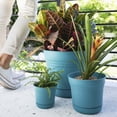 thumbnail image 2 of Bloem Saturn 12" Round Resin Planter with Snap-in Saucer for Indoor and Outdoor Gardening, Bermuda Teal, 2 of 8