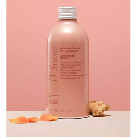 Hey Humans Rosewater Ginger Moisturizing Body Wash with Vegan + Natural Ingredients  Jojoba Oil - 14 fl oz (Pack of 1)