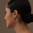 thumbnail image 3 of LeCalla 925 Sterling Silver Jewelry Three-Tone Diamond-Cut Hoop Earrings for Women and Teen 35MM, 3 of 7