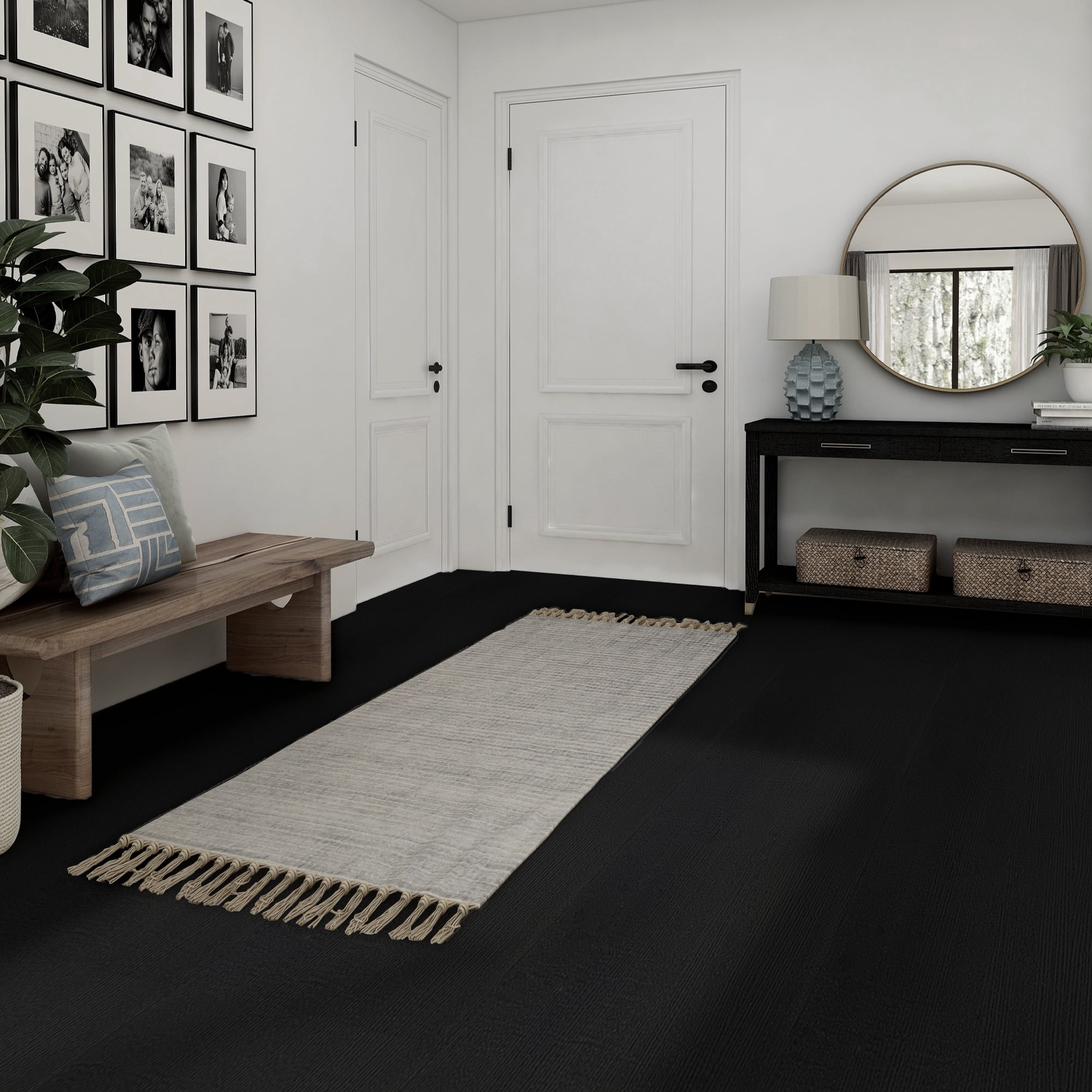 (3 pack) UMIGGEE 15.7-in x 236-in/25.7 Sq.Ft Black Peel and Stick Vinyl Flooring Roll Thicken Self-Adhesive Vinyl Wood Grain Floor,Versatile Design for Any Space Easy DIY Install Home Decor