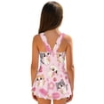 thumbnail image 2 of COEQINE Girls One Piece Bathing Suit with Skirt, Scoop Neck Sleeveless Wide Straps Swimwear, Polyester Spandex Swimsuit for Kids 12-13 Years, Machine Washable Cute Cat Ice Cream Pink, 2 of 8