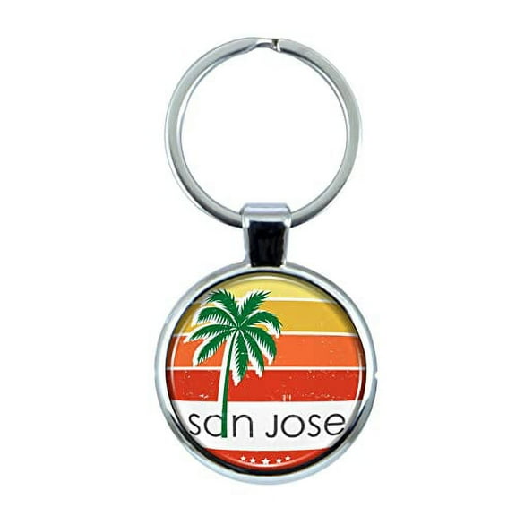 San Jose California Keychain with Epoxy Dome and Metal Keyring