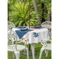 thumbnail image 2 of Outdoor Tablecloth with Umbrella Hole and Zipper, Orange Blue Pumpkins Fall Round Table Cloth 60 Inch Waterproof Tablecloth, Weeping Botanical Thanksgiving Picnic Table Cover for Patio Camping, 2 of 7