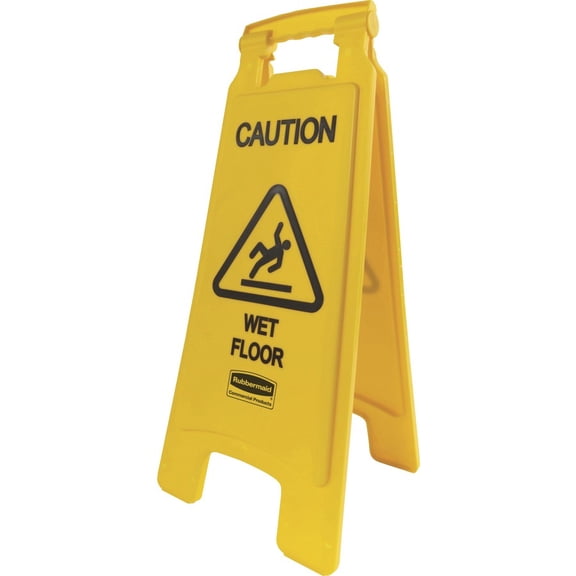 Rubbermaid Commercial, RCP611277YWCT, Caution Wet Floor Safety Sign, 6 / Carton, Yellow