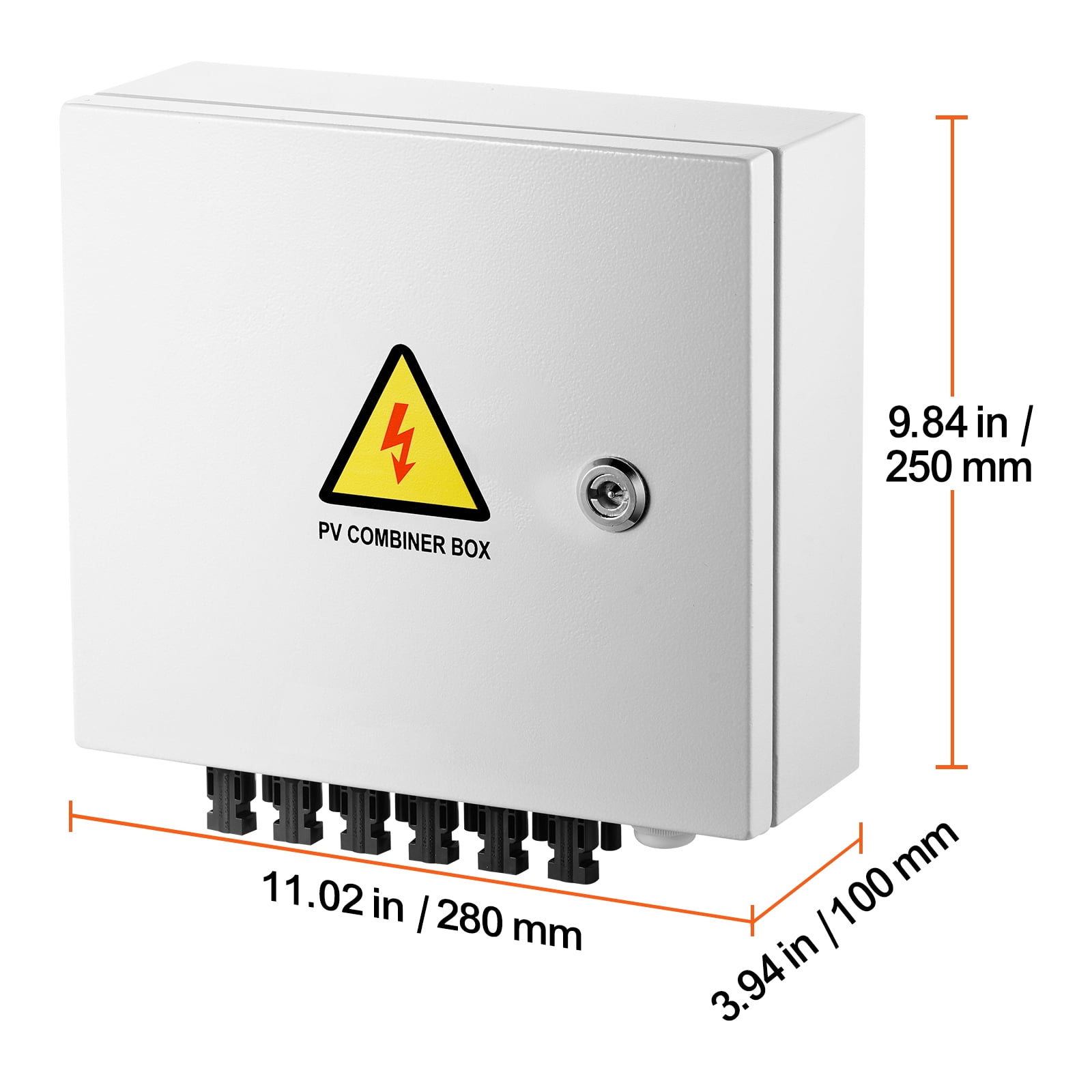 KFFKFF PV Junction Box, 6-String, Solar Junction Box with 15A Current Fuse, 125A Circuit Interrupter, Lightning Protection, and Solar Plug, Steel Enclosure