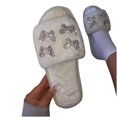 thumbnail image 2 of Zapatilla de felpa para mujer con lazo plano y zapatilla de casa, chanclas para interior Wmkox8yii hj789, 2 of 4