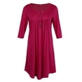 thumbnail image 1 of Vestido Largo de Tops Sunnimix Mujer 3/4 Manga Sólido Casual Botones Sueltos, 1 of 8