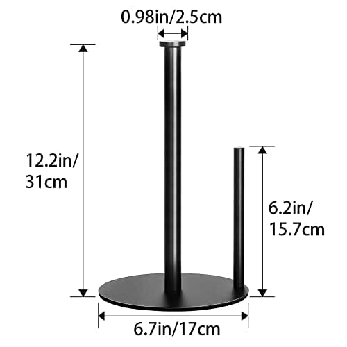 Stainless Steel Paper Towel Holder Stand for Kitchen Countertop and Bathroom Organization, Holds Standard and Large Paper Towel Rolls in Matte Black Finish