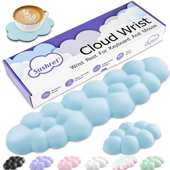 Set de reposamuñecas, teclado y reposamanos Sushret Cloud Blue