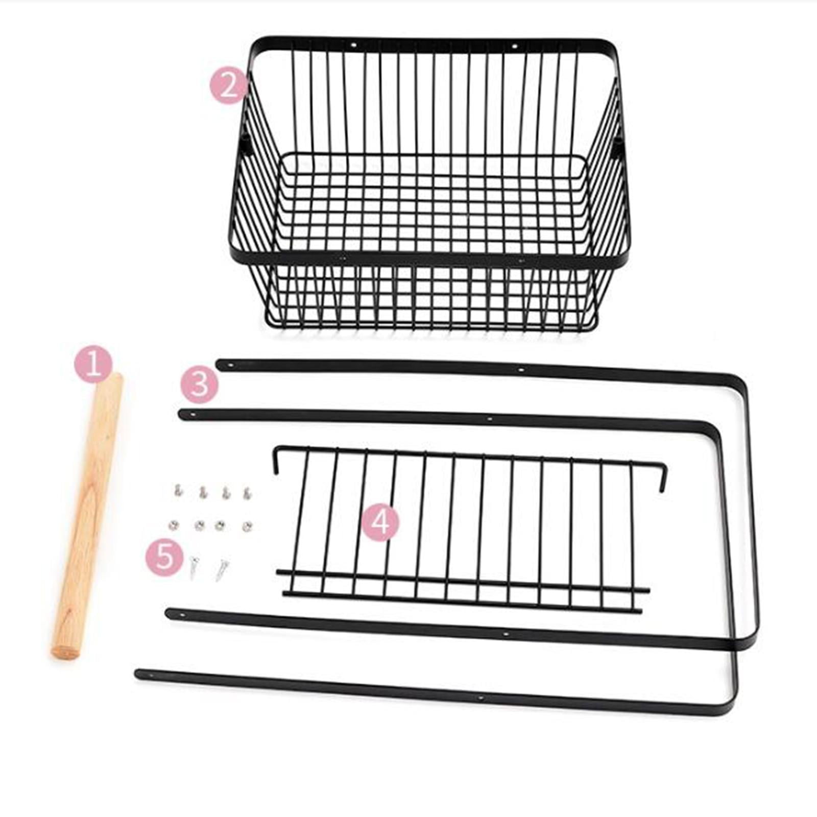 Fiocias Fruit Basket Large Capacity Tabletop Organizer Free Standing Detachable Divider Black