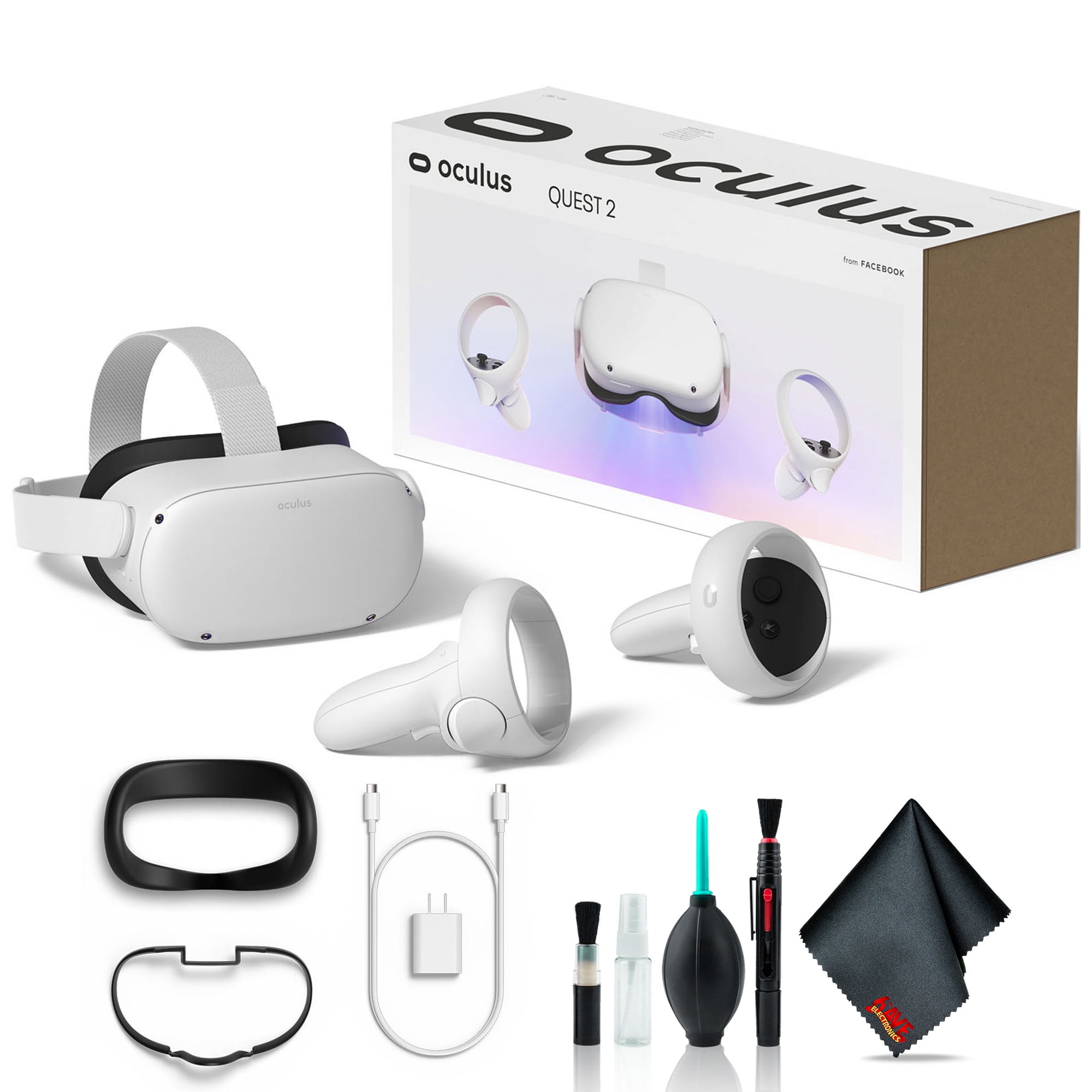 Meta Quest 2 Advanced VR Headset GB, White Bundle with 6Ave